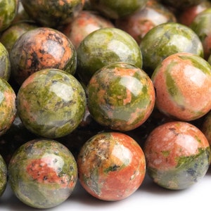 Genuine Natural Unakite Gemstone Beads 8-9MM Lotus Pond Round AAA Quality Loose Beads (100118)