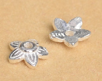 10 pcs - Casquette en argent sterling avec fleur de 6 mm (64426-2138)