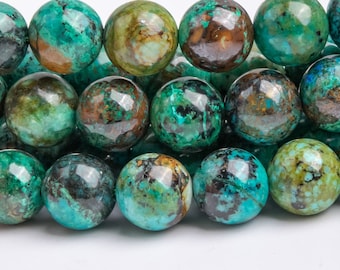 Genuine Natural Chrysocolla Gemstone Beads 8MM Green Blue Round AAA Quality Loose Beads (122815)