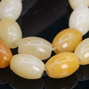 Genuine Natural Yellow Jade Gemstone Beads 9x6MM Barrel AAA Quality Loose Beads (103069)