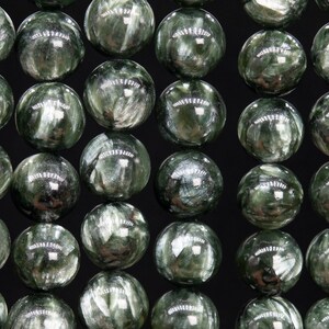 Genuine Natural Seraphinite Gemstone Beads 13MM Green Round AAA Quality Loose Beads (111134)