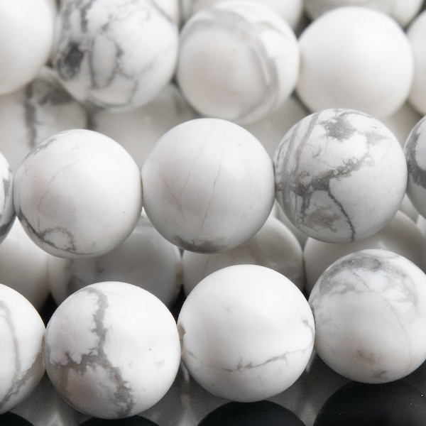 Genuine Natural Howlite Gemstone Beads 6MM White Round AAA Quality Loose Beads (101109)