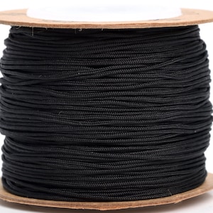1 Spool - High Quality 0.8MM Carbon Black Chinese Knotting Macrame Cord Braided Thread 80 Meters No Elasticity (64062-S2455)