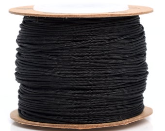 1 Spool - High Quality 0.8MM Carbon Black Chinese Knotting Macrame Cord Braided Thread 80 Meters No Elasticity (64062-S2455)