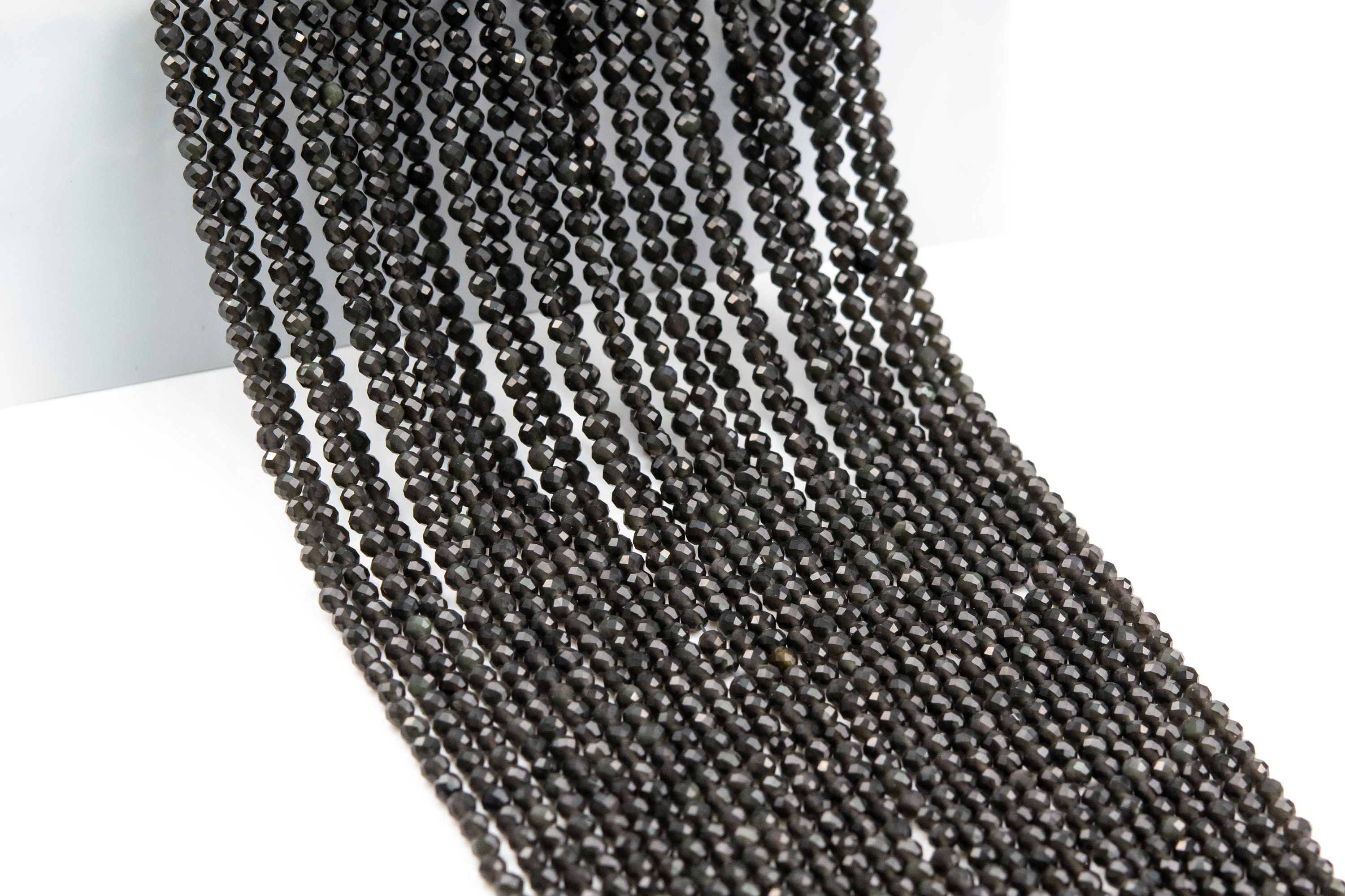 Genuine Natural Rainbow Obsidian Gemstone Beads 3MM Faceted