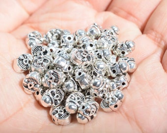 20 Pcs 25x8mm Flying Skull Spacer Beads Antique Silver Tone (64632