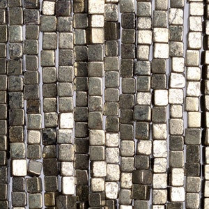 118 Pcs - 3MM Copper Pyrite Beads Cube Grade AAA Genuine Natural Gemstone Loose Beads (104776)