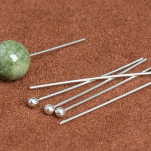 10 Pcs - 25x2x0.5MM Sterling Silver Ball End Head Pin for Jewelry Making (64771-2172)