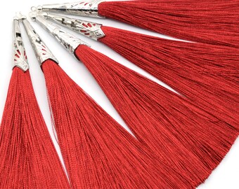 2 Pcs - 5.12" / 13CM Wine Red Tassel Polyester 1CM Thickness Handcraft High Quality Tassels (60649)