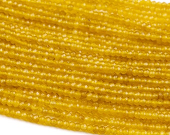 Jade Gemstone Beads 3x2MM Yellow Faceted Rondelle AAA Quality Loose Beads (124919)