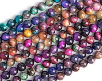 Perline di pietra preziosa occhio di tigre Perline rotonde multicolori sciolte, opzioni di dimensioni e colori