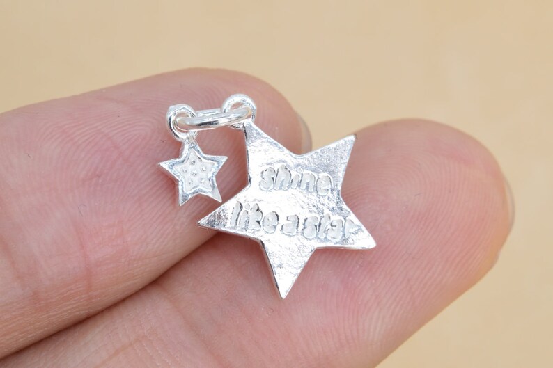 15x13MM 7x5MM Sterling Silver Star Charm 1 Pcs 62135