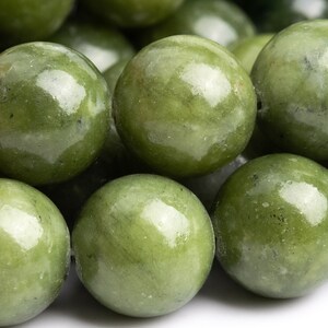 Genuine Natural Chinese Jade Gemstone Beads 12MM Peridot Green Round AAA Quality Loose Beads (113464)