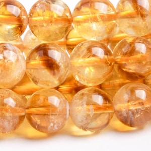 Genuine Natural Citrine Gemstone Beads 8-9MM Brown Yellow Round A Quality Loose Beads (119551)