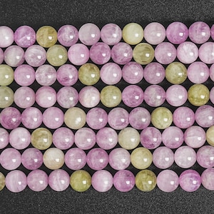 Genuine Natural Violet Kunzite Gemstone Beads 6-7MM 7MM 8MM 9MM 10MM 12MM Green & Purple Round AA Quality Loose Beads
