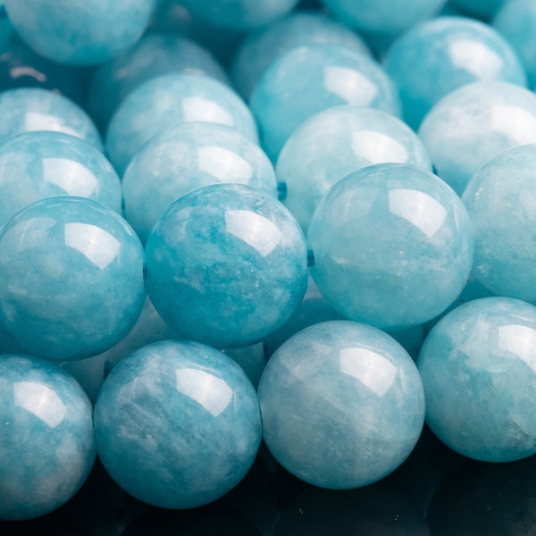 Quartz Gemstone Beads 8MM Deep Aqua Blue Round AAA Quality Loose Beads (111307)