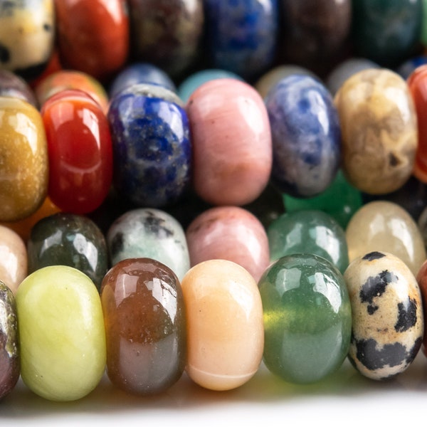 Natural Mixed Stone Gemstone Beads 8x5MM Multicolor Rondelle AAA Quality Loose Beads (117602)