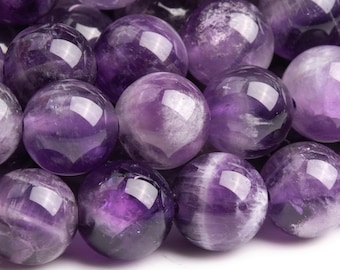 Genuine Natural Dog Teeth Amethyst Gemstone Beads 7-8MM Violet Round AA Quality Loose Beads (104644)
