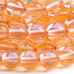 Mystic Aura Quartz Beads 6MM Orange Round Loose Beads (124059)