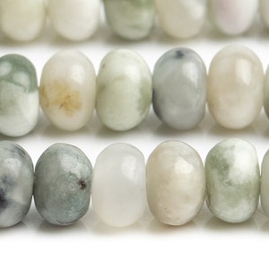 Genuine Natural Jade Gemstone Beads 6x4MM Milky Green Rondelle AAA Quality Loose Beads (110578)