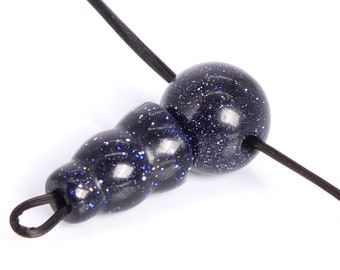 1 Set - 7MM Night Sky Blue Goldstone Guru Beads 3 Holes Beads (108068)