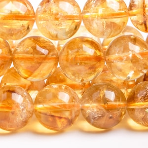 Genuine Natural Citrine Gemstone Beads 11MM Brown Yellow Cloudy Round A Quality Loose Beads (119555)