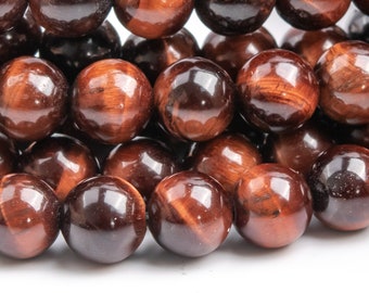 Genuine Natural Tiger Eye Gemstone Beads 8MM Mahogany Red Round AAA Quality Loose Beads (100212)