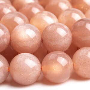 Genuine Natural Moonstone Gemstone Beads 7-8MM Flash Orange Round AAA Quality Loose Beads (113013)