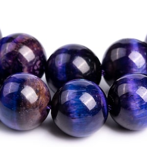 Tiger Eye Gemstone Beads 12MM Purple Blue Round AA Quality Loose Beads (117013)