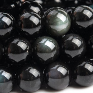 Genuine Natural Obsidian Gemstone Beads 8MM Rainbow Round A Quality Loose Beads (100713)