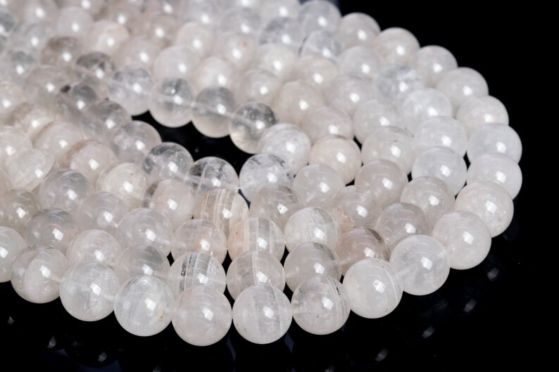 12MM White Lace Phantom Quartz Beads Grade A Genuine Natural Round Gemstone Loose Beads 108305 17 Pcs