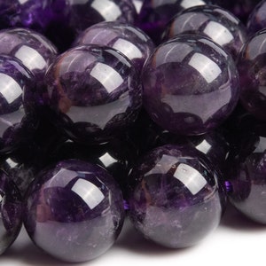 Genuine Natural Amethyst Gemstone Beads 12MM Purple Round AA Quality Loose Beads (112206)
