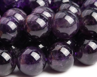 Genuine Natural Amethyst Gemstone Beads 11-12MM Purple Round AA Quality Loose Beads (112206)