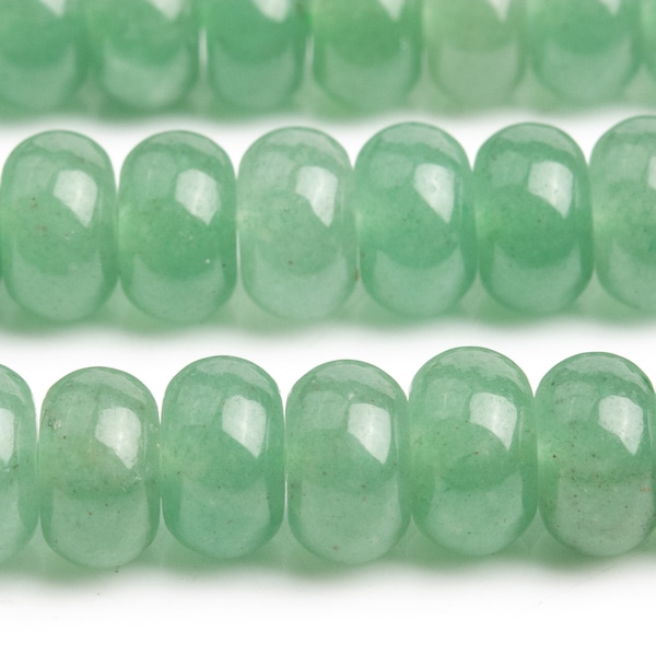 Genuine Natural Aventurine Gemstone Beads 8x5MM Parsley Bunch Rondelle AAA Quality Loose Beads (102976)