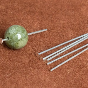 10 Pcs - 20x0.6MM Sterling Silver Flat End Head Pin for Jewelry Making (64775-2172)