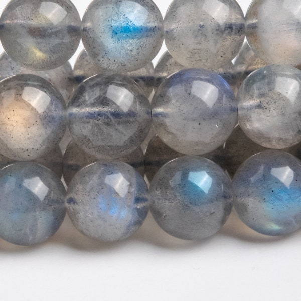 Genuine Natural Labradorite Gemstone Beads 7-8MM Translucent Deep Gray Round AAA Quality Loose Beads (122362)