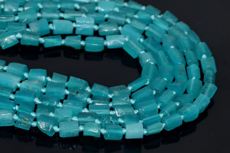 6-9MM Genuine Natural Aqua Amazonite Beads Semi Transparent Grade AAA Faceted Nugget Rectangle Tube Gemstone Beads 108365 30-35 Pcs