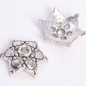 30 Pcs - 13x5MM Flower Bead Cap Antique Silver Tone Zinc Alloy Bead Cap (63000-2344)