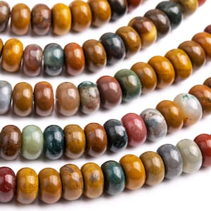 Genuine Natural Ocean Jasper Gemstone Beads 8x4MM Multicolor Rondelle AAA Quality Loose Beads (107403)