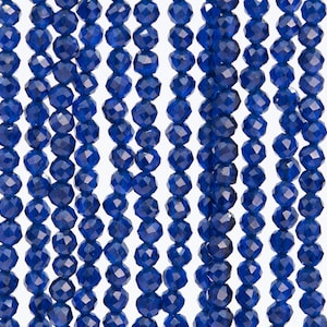 Quartz Beads 3MM Navy Blue Faceted Round Loose Beads (110650)