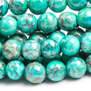 Magnesite Turquoise Gemstone Beads 6-7MM Peacock Green Round AAA Quality Loose Beads 108945 image 1