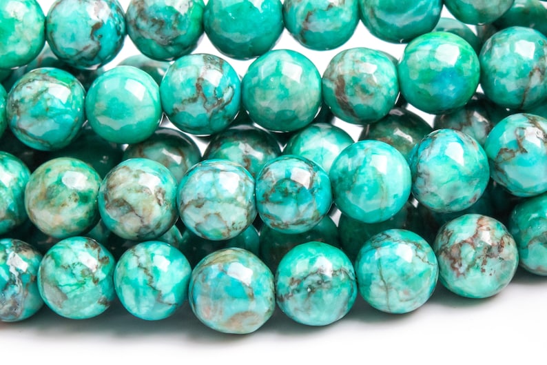 Magnesite Turquoise Gemstone Beads 6-7MM Peacock Green Round AAA Quality Loose Beads 108945 image 1