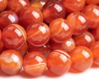 Agate Gemstone Beads 6MM Red Orange Round AAA Quality Loose Beads (103484)