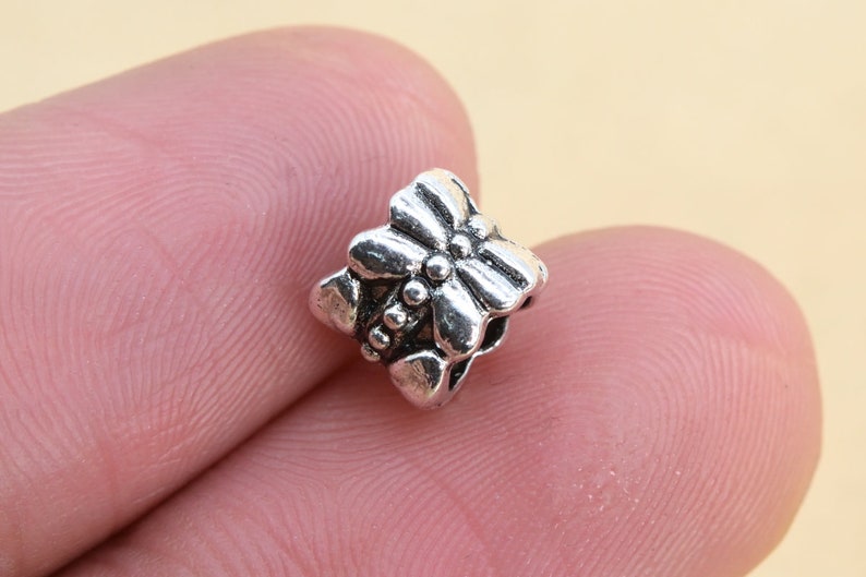 10 Pcs 62515-2286 7x6MM Antique Silver Tone Tube Spacer Beads