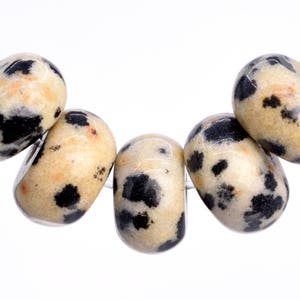 Perles de pierres précieuses en jaspe dalmatien naturel véritable 8 x 5 mm Rondelle noire et beige, qualité AAA, perles en vrac (103302)