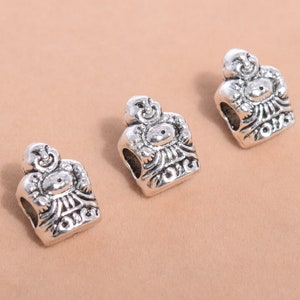 10 Pcs - 14x10MM Antique Silver Tone Buddha Spacer Beads (64572-2540)