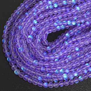 Mystic Aura Quartz Beads 8MM Matte Violet Round Loose Beads (107544)