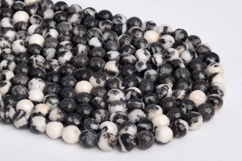 8MM Black /& White Zebra Jasper Beads Grade AAA Genuine Natural Micro Faceted Round Gemstone Loose Beads 47 24 Pcs 103125