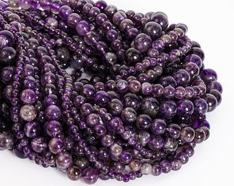 Genuine Natural Amethyst Gemstone Beads 4MM 6MM 8MM 10MM Purple Round AAA Quality Loose Beads