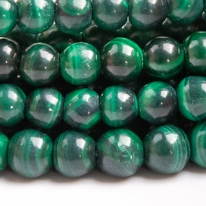 Genuine Natural Malachite Gemstone Beads 4MM Deep Green Round AA Quality Loose Beads (119070)
